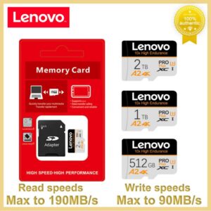 Lenovo SD Card 2TB Memory Card Class 10 Micro TF SD Card High Speed Flash Card 512GB 1TB cartão de memória For Laptop/Phone/Cam