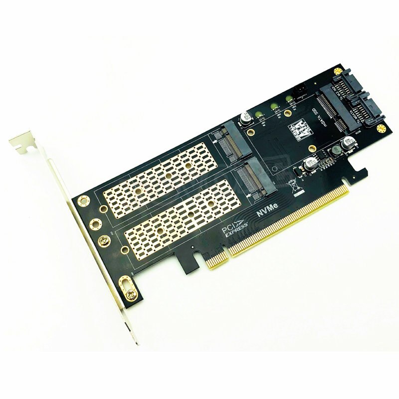 Mining Riser Card M2 NVMe SSD NGFF To PCIE 3.0 X16 Adapter, Compatible with M Key NVME SSD B Key M.2 SATA SSD MSATA 3in1 Adapter