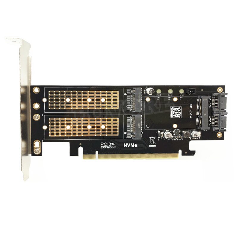 Mining Riser Card M2 NVMe SSD NGFF To PCIE 3.0 X16 Adapter, Compatible with M Key NVME SSD B Key M.2 SATA SSD MSATA 3in1 Adapter