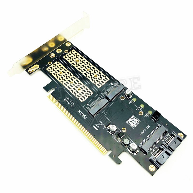 Mining Riser Card M2 NVMe SSD NGFF To PCIE 3.0 X16 Adapter, Compatible with M Key NVME SSD B Key M.2 SATA SSD MSATA 3in1 Adapter