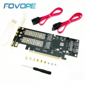 Mining Riser Card M2 NVMe SSD NGFF To PCIE 3.0 X16 Adapter, Compatible with M Key NVME SSD B Key M.2 SATA SSD MSATA 3in1 Adapter