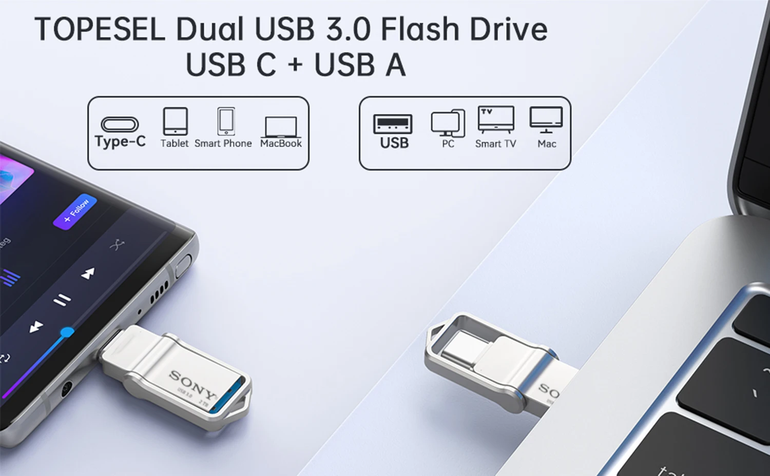 SONY Mini 2TB PenDrive OTG Flash Drive High Speed 1TB Metal Pendrive 512GB 256GB USB Type-C Portable Memoria USB Stick For Phone