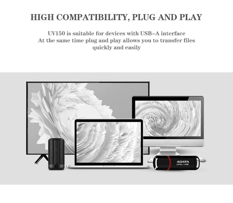 ADATA USB 3.2 Flash Drive UV150 Black and Red Pen Drive 32GB 64GB 128GB 256GB Genuine Memory Stick for Laptop and Desktop PC