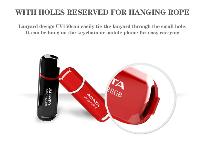 ADATA USB 3.2 Flash Drive UV150 Black and Red Pen Drive 32GB 64GB 128GB 256GB Genuine Memory Stick for Laptop and Desktop PC