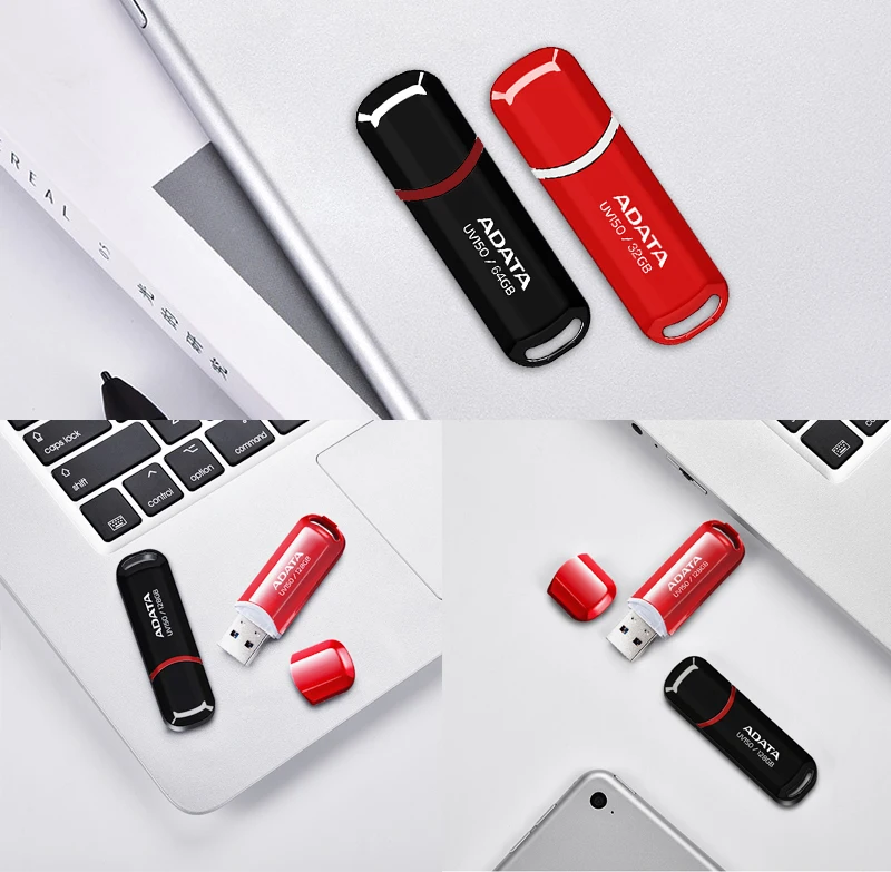 ADATA USB 3.2 Flash Drive UV150 Black and Red Pen Drive 32GB 64GB 128GB 256GB Genuine Memory Stick for Laptop and Desktop PC