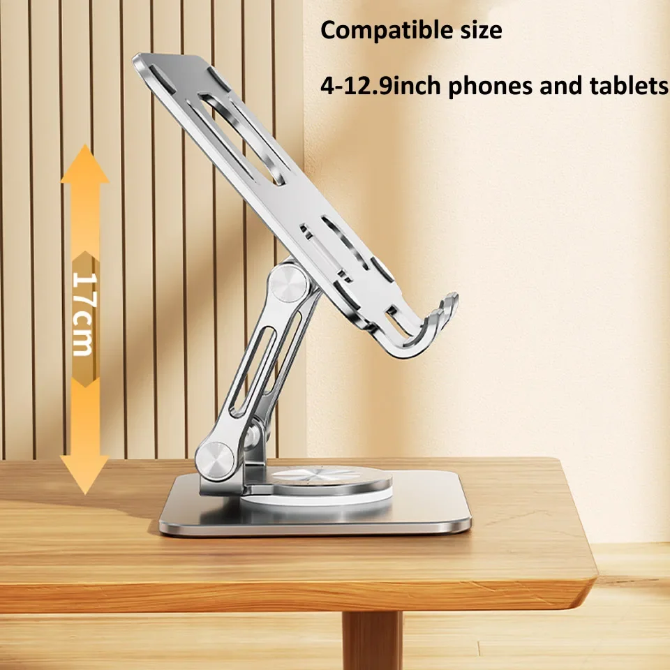 360° Rotation Tablet Stand for iPad, Adjustable Foldable Tablet Holder,Aluminum Phone Stand Compatible with iPad Pro/ Air/ Mini - Image 6