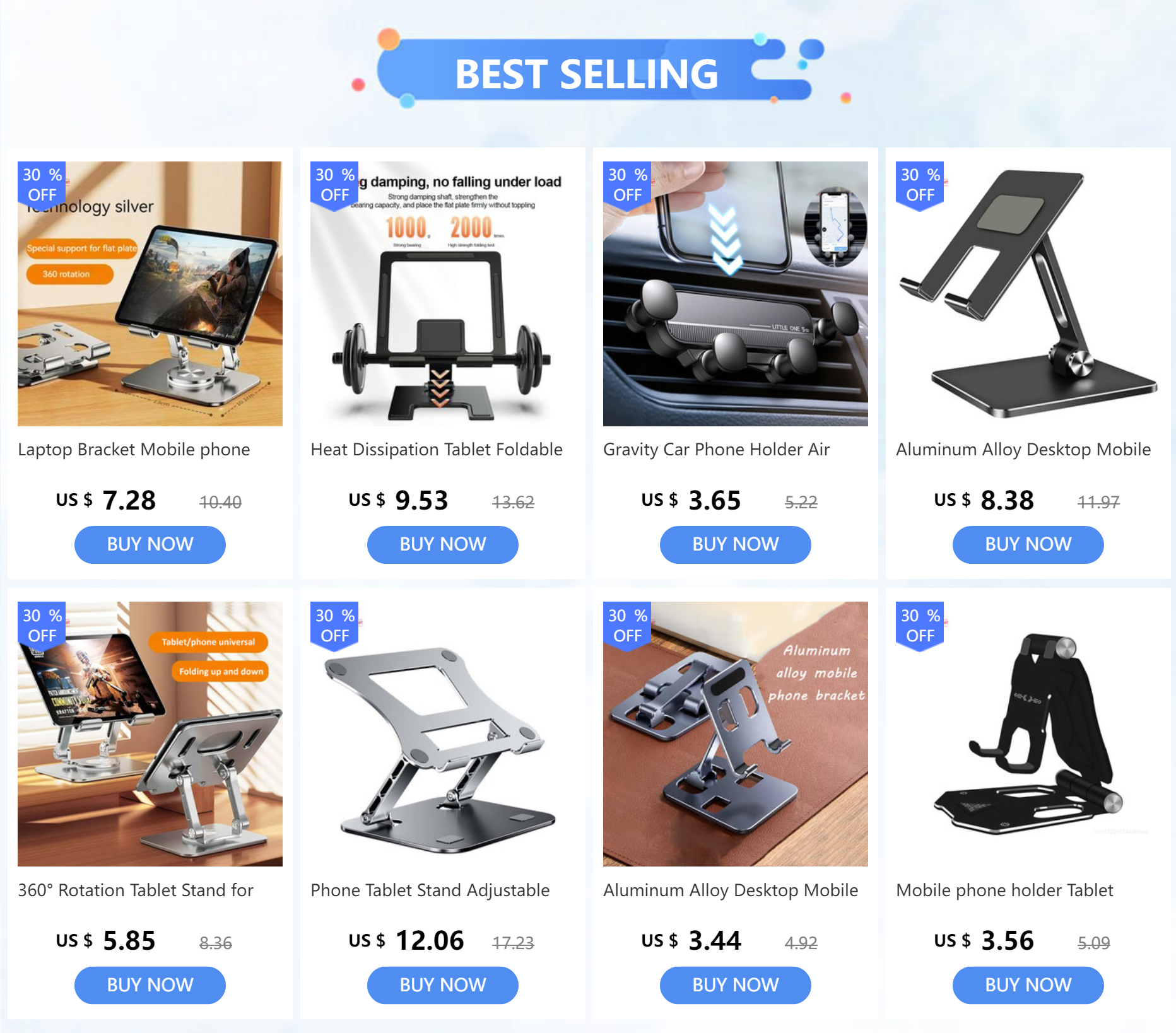 360° Rotation Tablet Stand for iPad, Adjustable Foldable Tablet Holder,Aluminum Phone Stand Compatible with iPad Pro/ Air/ Mini