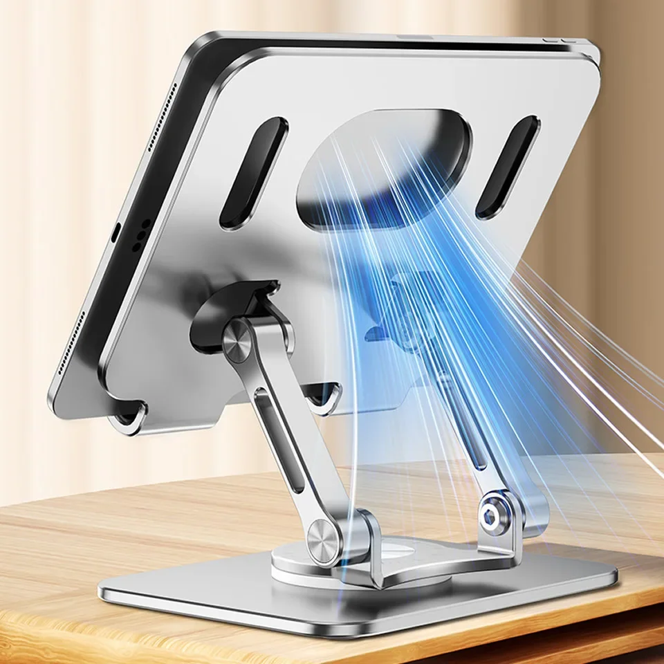 360° Rotation Tablet Stand for iPad, Adjustable Foldable Tablet Holder,Aluminum Phone Stand Compatible with iPad Pro/ Air/ Mini - Image 5
