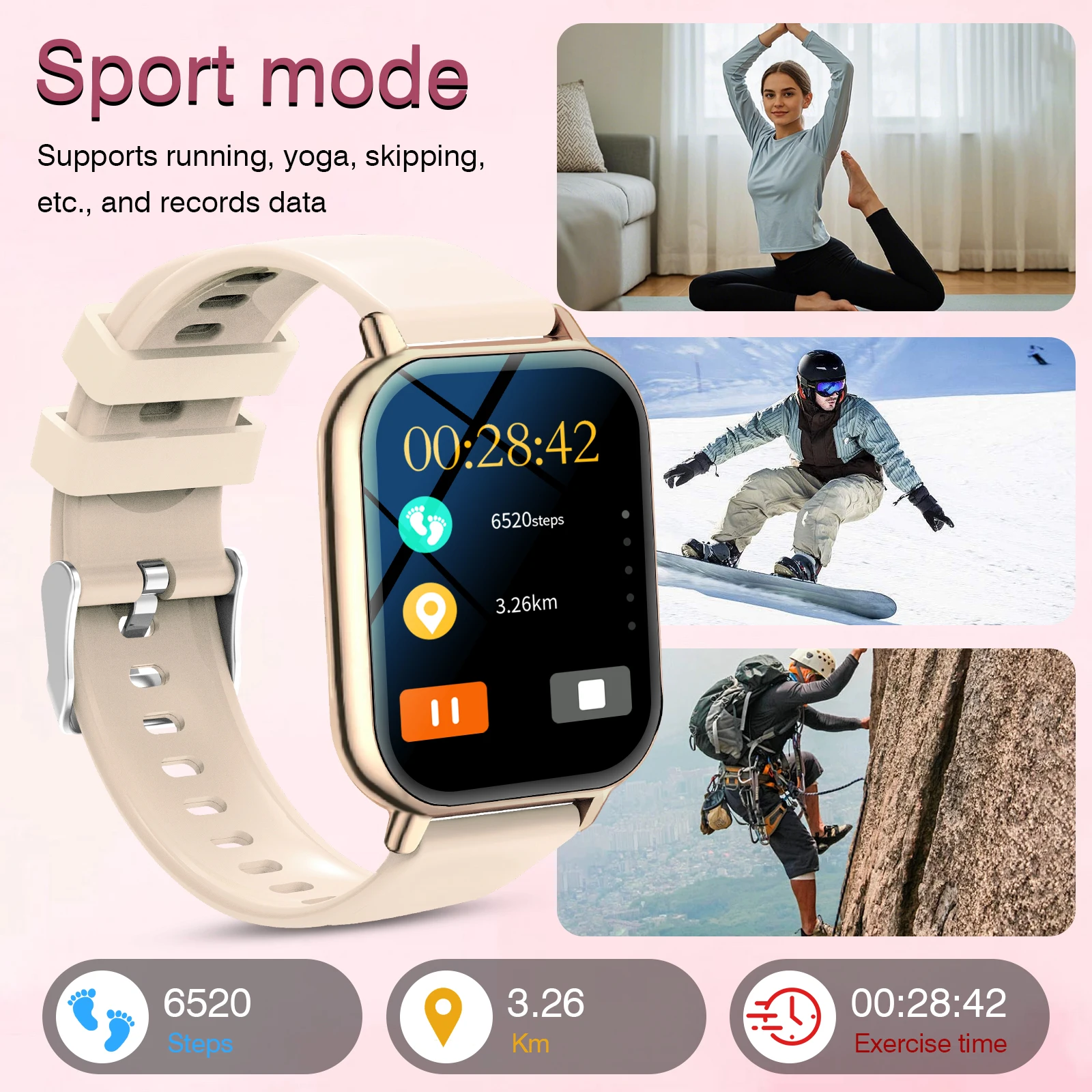 Smart watch, for men and women, wireless calling, fitness tracker, 2.01 inch screen, sports smart watch