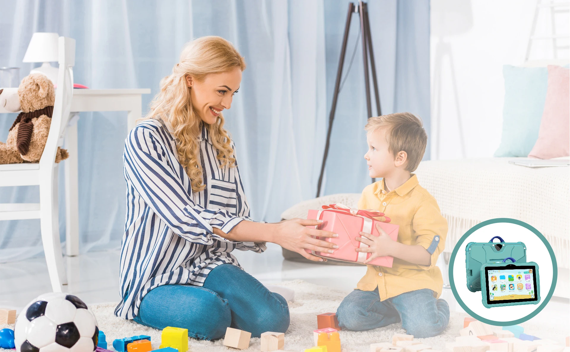 7 Inch Kids Tablet PC with Android 13 Quad Core 4GB RAM 64GB ROM Educational Learning Children's Favorite Cheap Simple Design