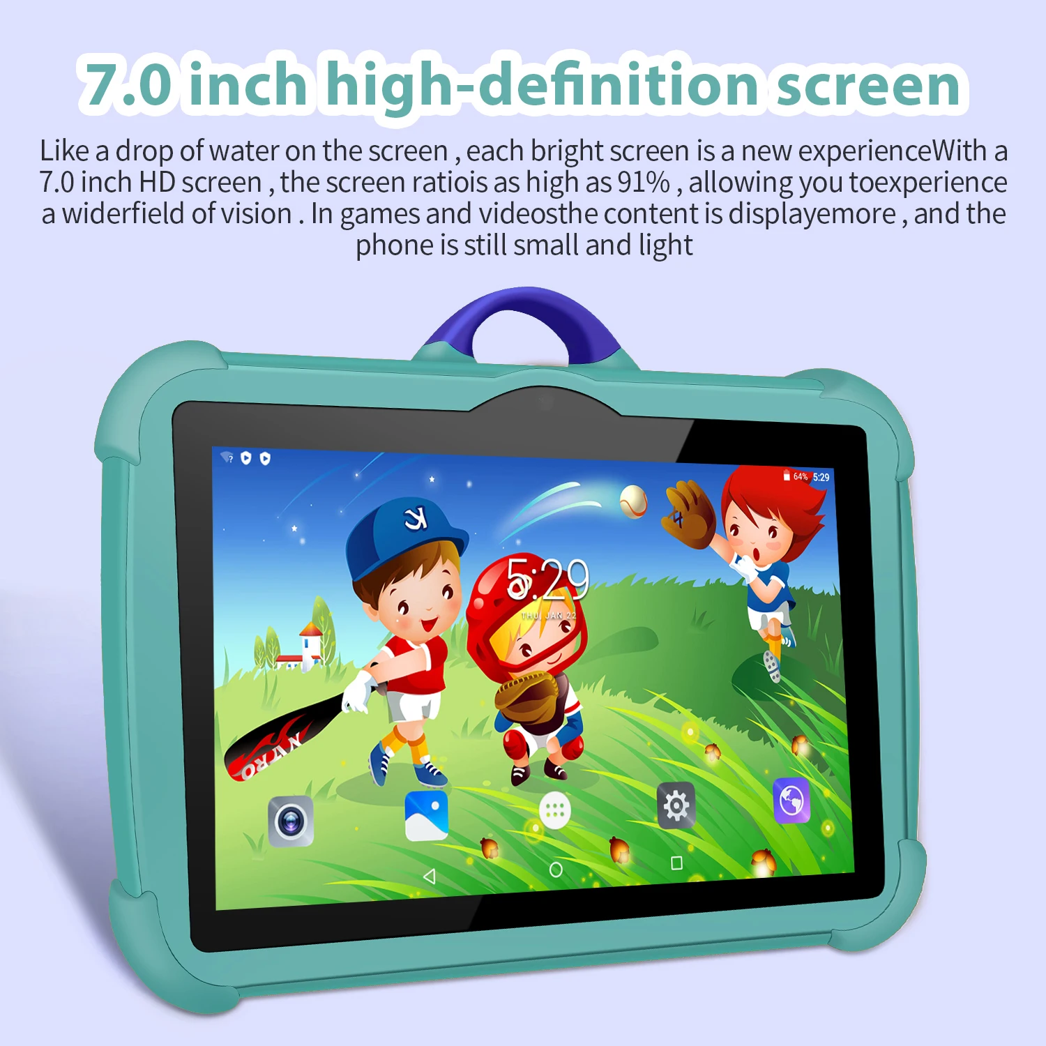 7 Inch Kids Tablet PC with Android 13 Quad Core 4GB RAM 64GB ROM Educational Learning Children's Favorite Cheap Simple Design