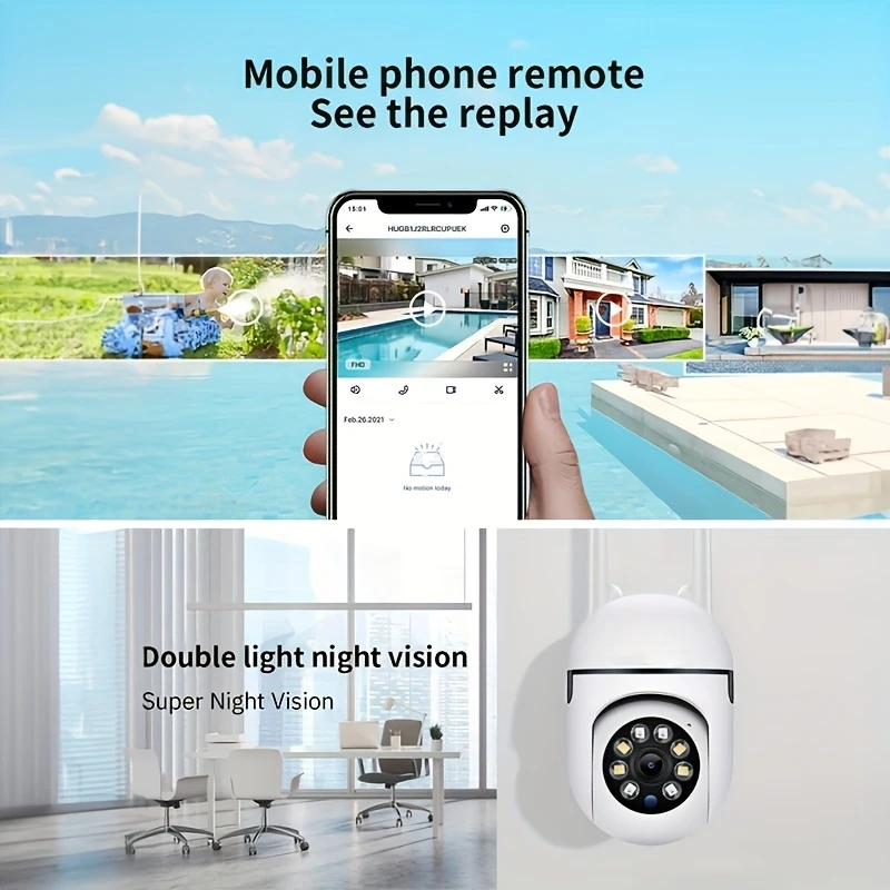 2PC Ease Life APP Wireless 1080P HD Indoor/Outdoor WiFi Security Camera, Color Night Vision, 2-Way Audio, 360° Pan/Tilt/Zoom, Mo