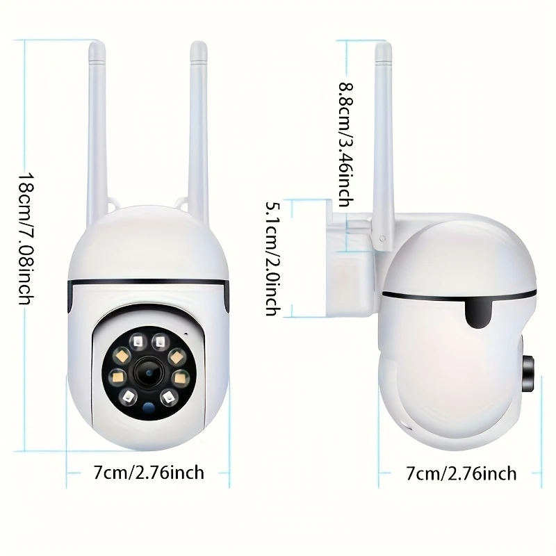 2PC Ease Life APP Wireless 1080P HD Indoor/Outdoor WiFi Security Camera, Color Night Vision, 2-Way Audio, 360° Pan/Tilt/Zoom, Mo