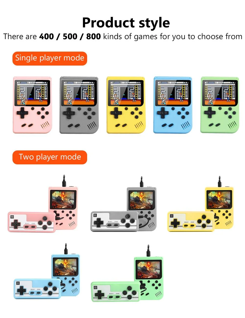500 Games In One Portable Mini Electronic Video Game Player Kids Electronic Game Toy For Children Handheld Game Console Adjustab