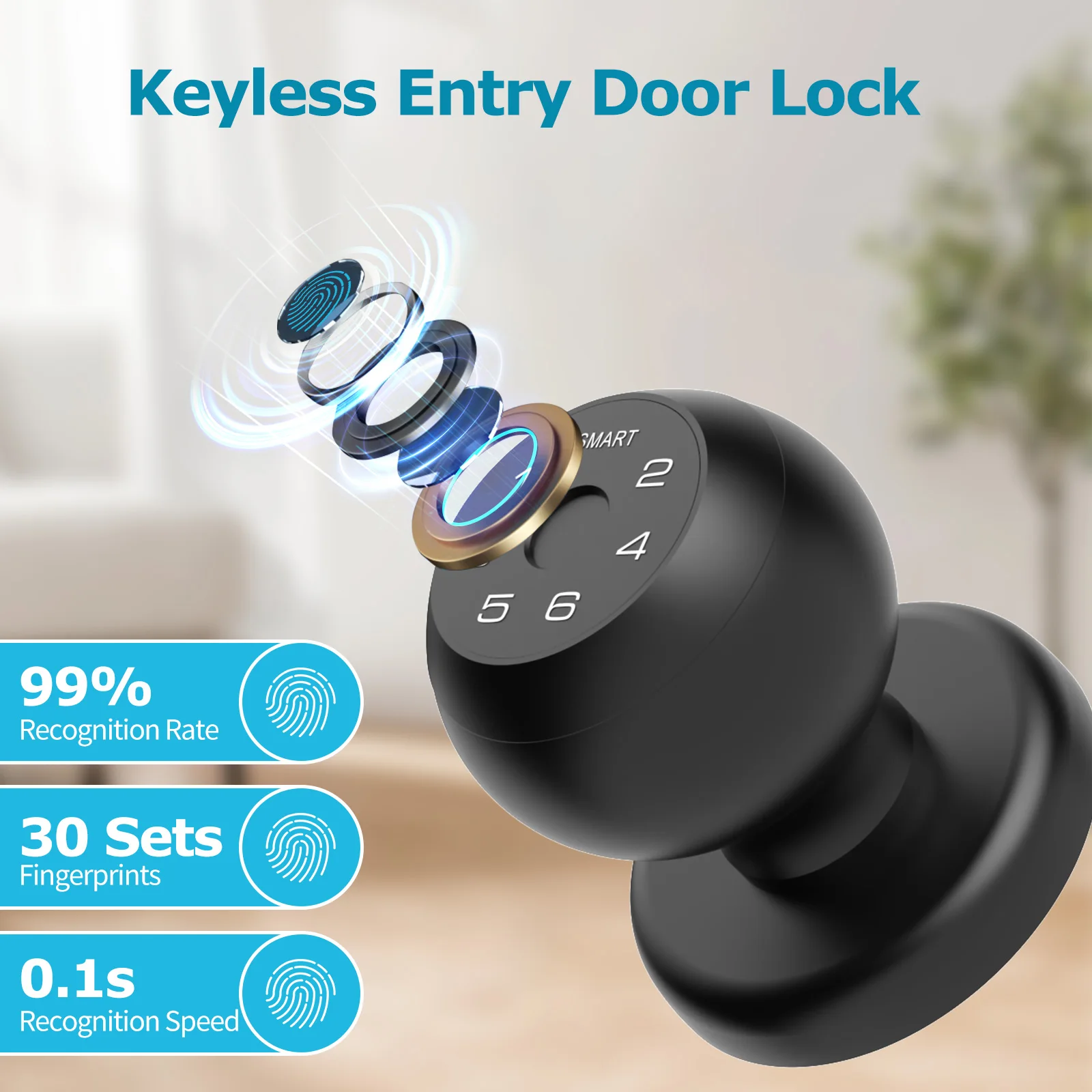 Viladepot Ball-Shaped Smart Lock Fingerprint, App-Controlled, Passcode, and Electronic Touchscreen Keypad Door Lock Smart Handle Viladepot Ball-Shaped Smart Lock Fingerprint, App-Controlled, Passcode, and Electronic Touchscreen Keypad Door Lock Smart Handle