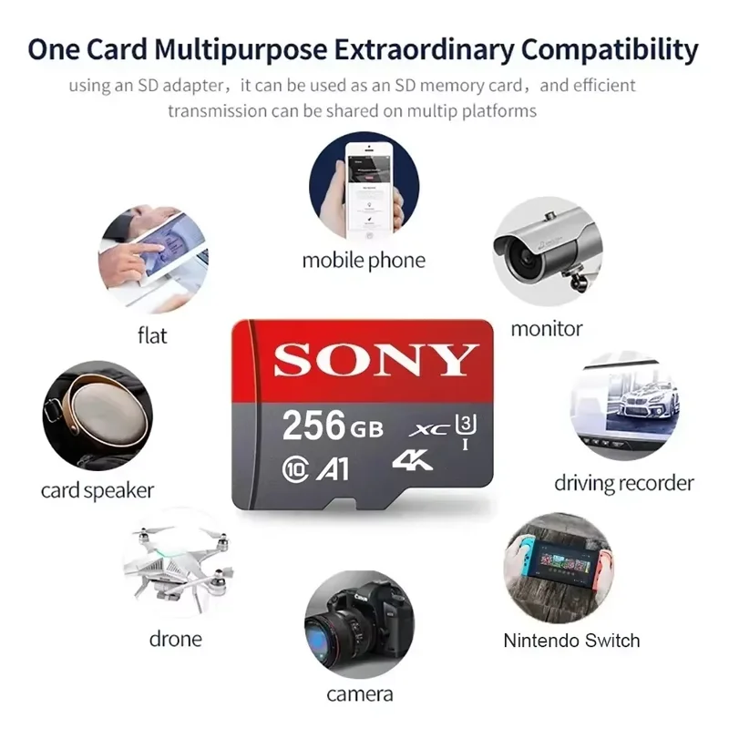 Sony High Speed 2TB 1TB Micro SD Card For DJI Drones Phone PS4 Nintendo Switch Class 10 Memory Storage TF Card 512GB 256GB