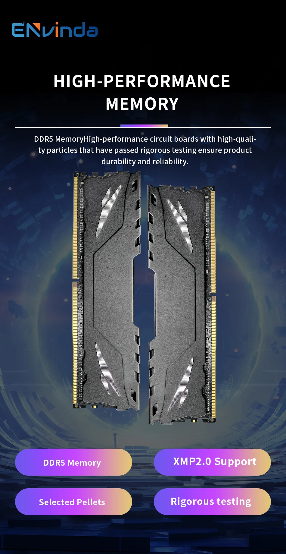 ENVINDA Memoria Ram DDR5 RAM 16GB 32GB 4800MHz 5200MHz 5600MHz DIY Computer Gaming Desktop Internal Memory Dual-channel
