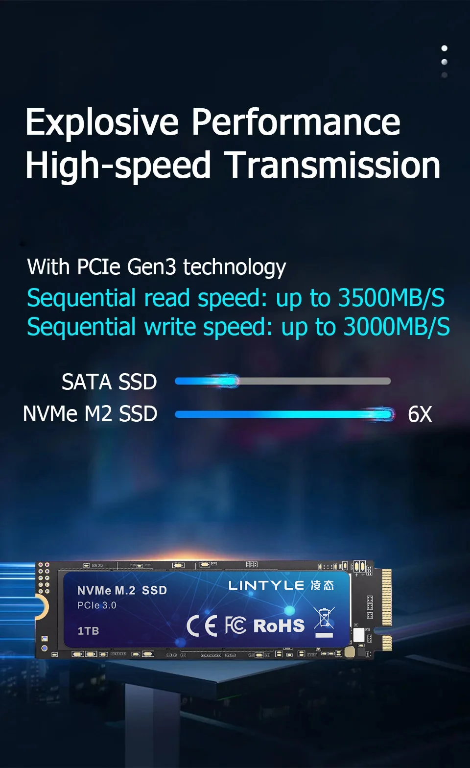 LINTYLE NVME M.2 PCIe 3.0 SSD 256GB Gen3*4 Solid State Drive 2280 Internal Hard Disk HDD for Laptop Desktop