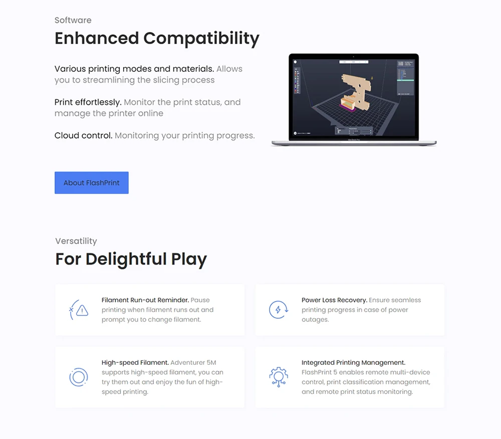 Flashforge Adventurer 5M 3d Printer High Speed Full-auto Leveling Direct Extruder Flexible PEI Plate Power Loss Recovery Flashforge Adventurer 5M 3d Printer High Speed Full-auto Leveling Direct Extruder Flexible PEI Plate Power Loss Recovery