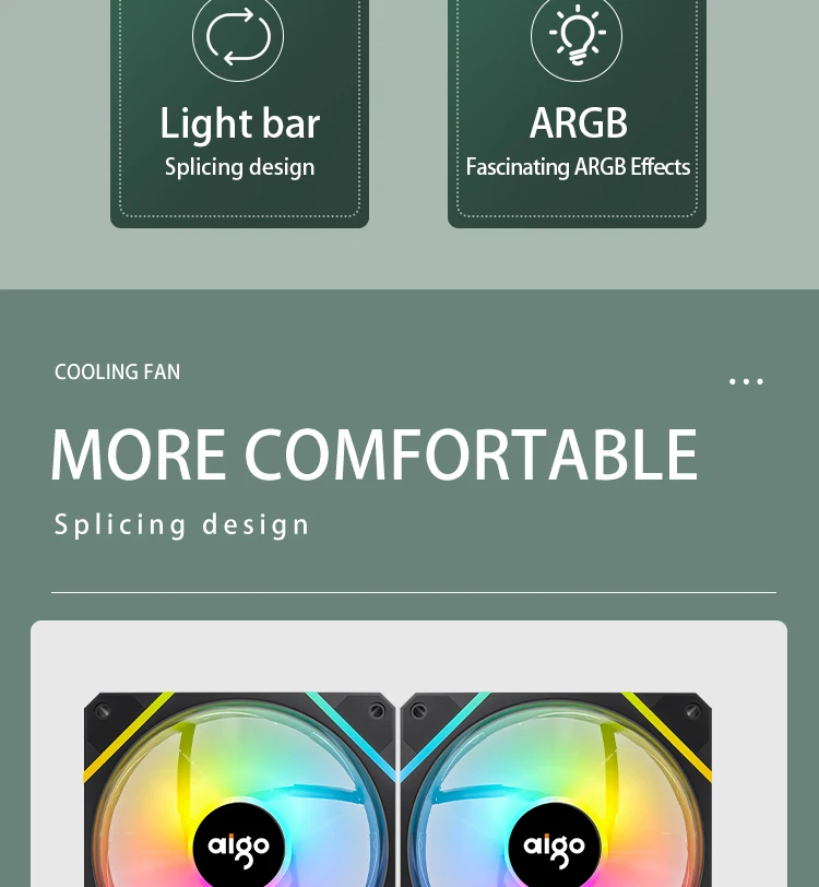 Aigo AM12 Rgb Fan Ventoinha PC Controladora 120mm Computer Case Fan Kit 6pin Water Cooler CPU Cooling Fans Argb 12cm Ventilador