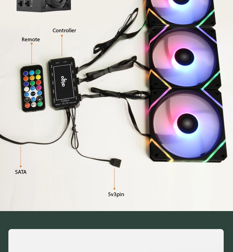 Aigo AM12 Rgb Fan Ventoinha PC Controladora 120mm Computer Case Fan Kit 6pin Water Cooler CPU Cooling Fans Argb 12cm Ventilador