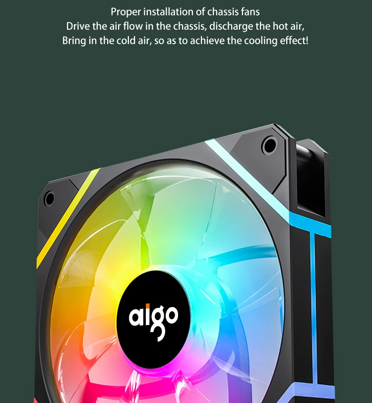 Aigo AM12 Rgb Fan Ventoinha PC Controladora 120mm Computer Case Fan Kit 6pin Water Cooler CPU Cooling Fans Argb 12cm Ventilador