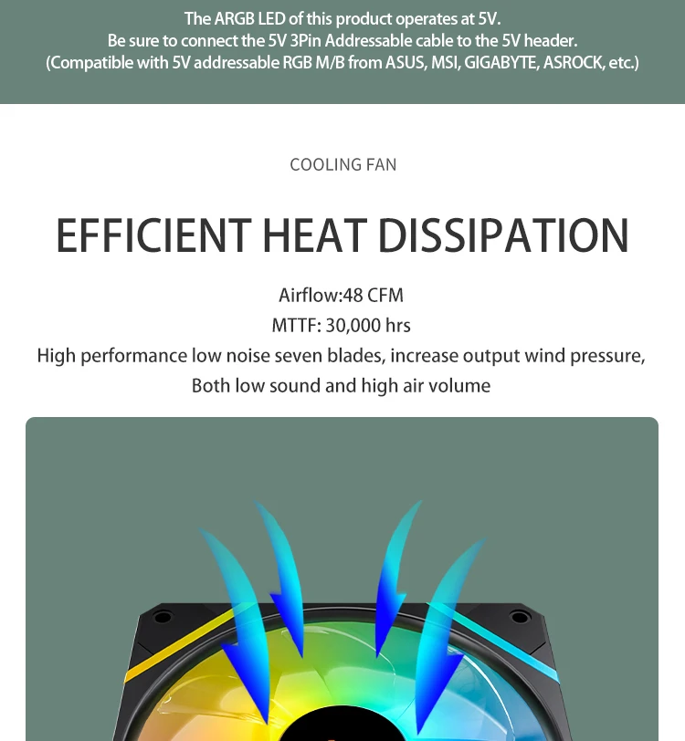 Aigo AM12 Rgb Fan Ventoinha PC Controladora 120mm Computer Case Fan Kit 6pin Water Cooler CPU Cooling Fans Argb 12cm Ventilador