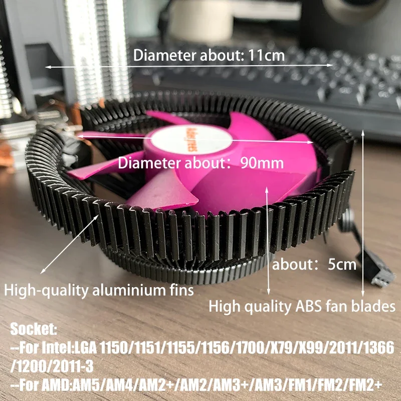 X99 CPU Air Cooler 3PIN/4PIN PC Processor Cooling fan for Intel 2011 1700 1200 1150 1155 1156 X79 AMD AM2 AM3 AM4 AM5 Ventilador