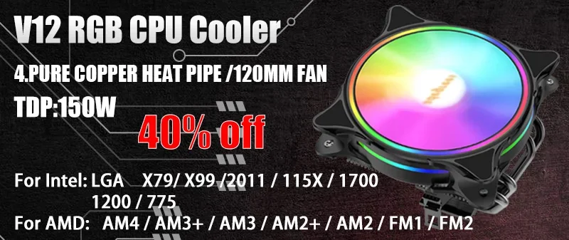 X99 CPU Air Cooler 3PIN/4PIN PC Processor Cooling fan for Intel 2011 1700 1200 1150 1155 1156 X79 AMD AM2 AM3 AM4 AM5 Ventilador