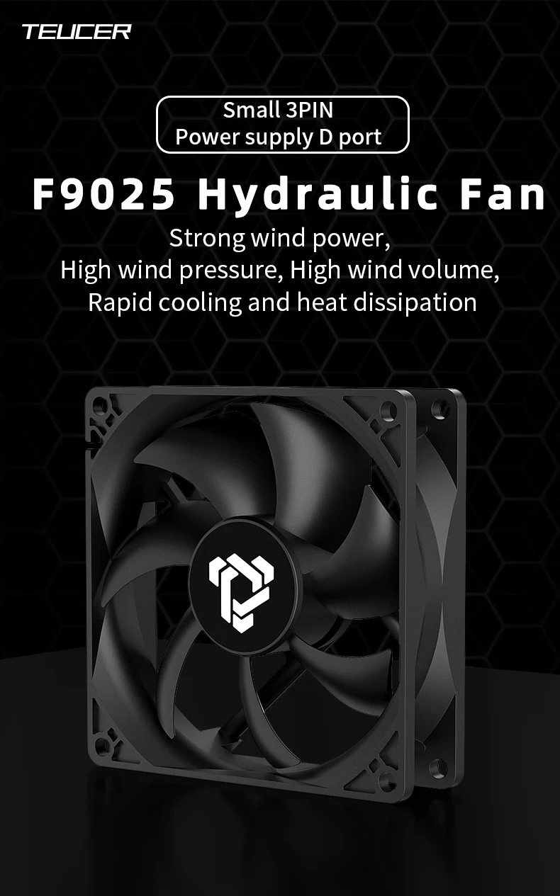 Teucer 9225 9cm 1300rpm PC Case Fan MAX 18 dBA Quiet Desktop Computer Chassis Cooling Fan 12V 3Pin and Large 4Pin Power Supply