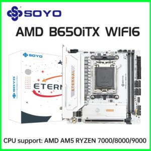 SOYO B650ITX AMD Mini Motherboard AMD Ryzen AM5 DDR5 Supports CPU 7000 8000 9000 Processors Pcie5.0x16 Pcie4.0x4 M.2 ARGB WIFI6