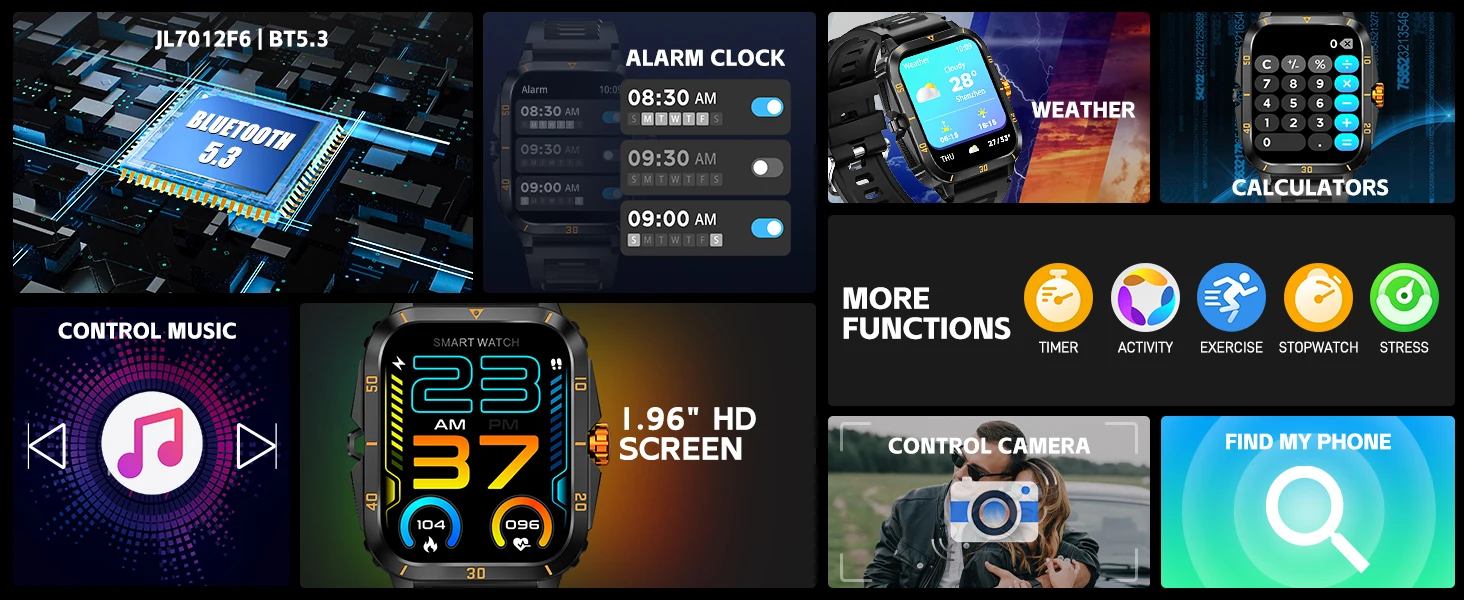 EIGIIS Smart Watch 3ATM Waterproof 1.96