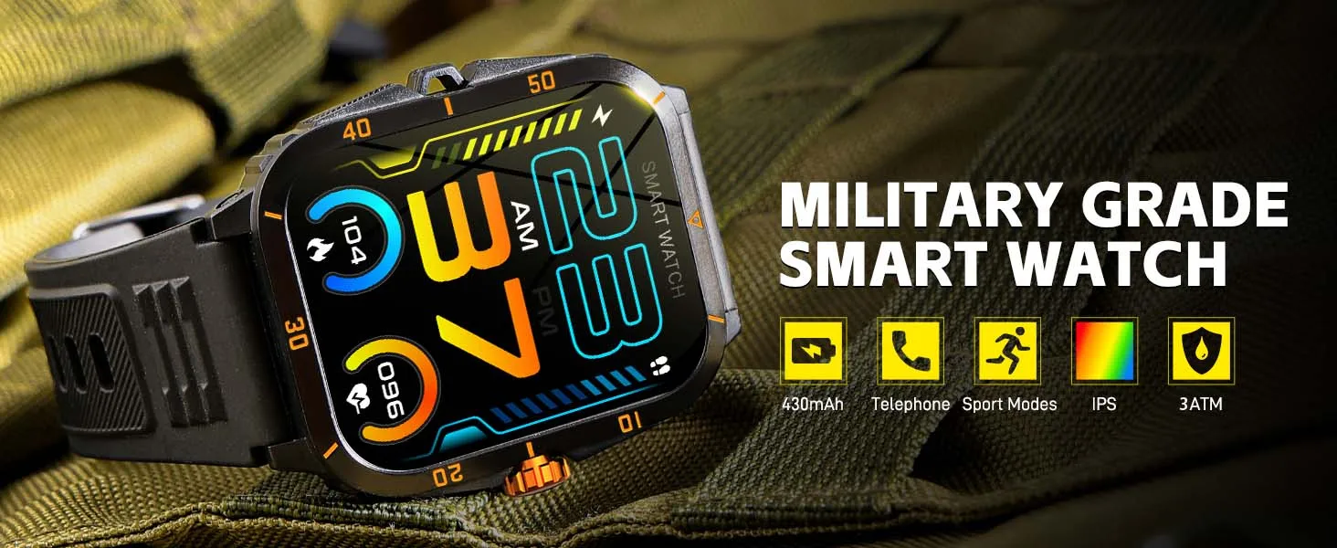 EIGIIS Smart Watch 3ATM Waterproof 1.96