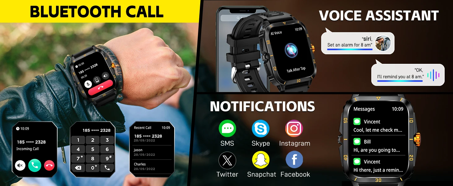 EIGIIS Smart Watch 3ATM Waterproof 1.96