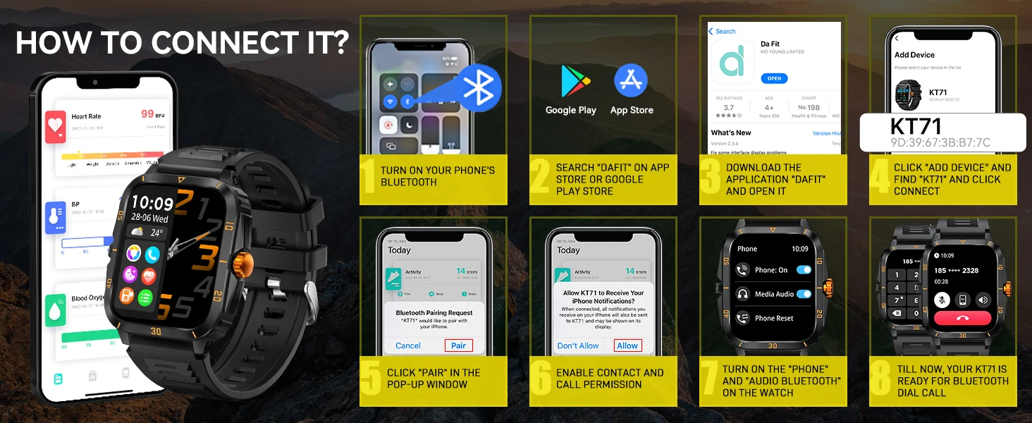 EIGIIS Smart Watch 3ATM Waterproof 1.96