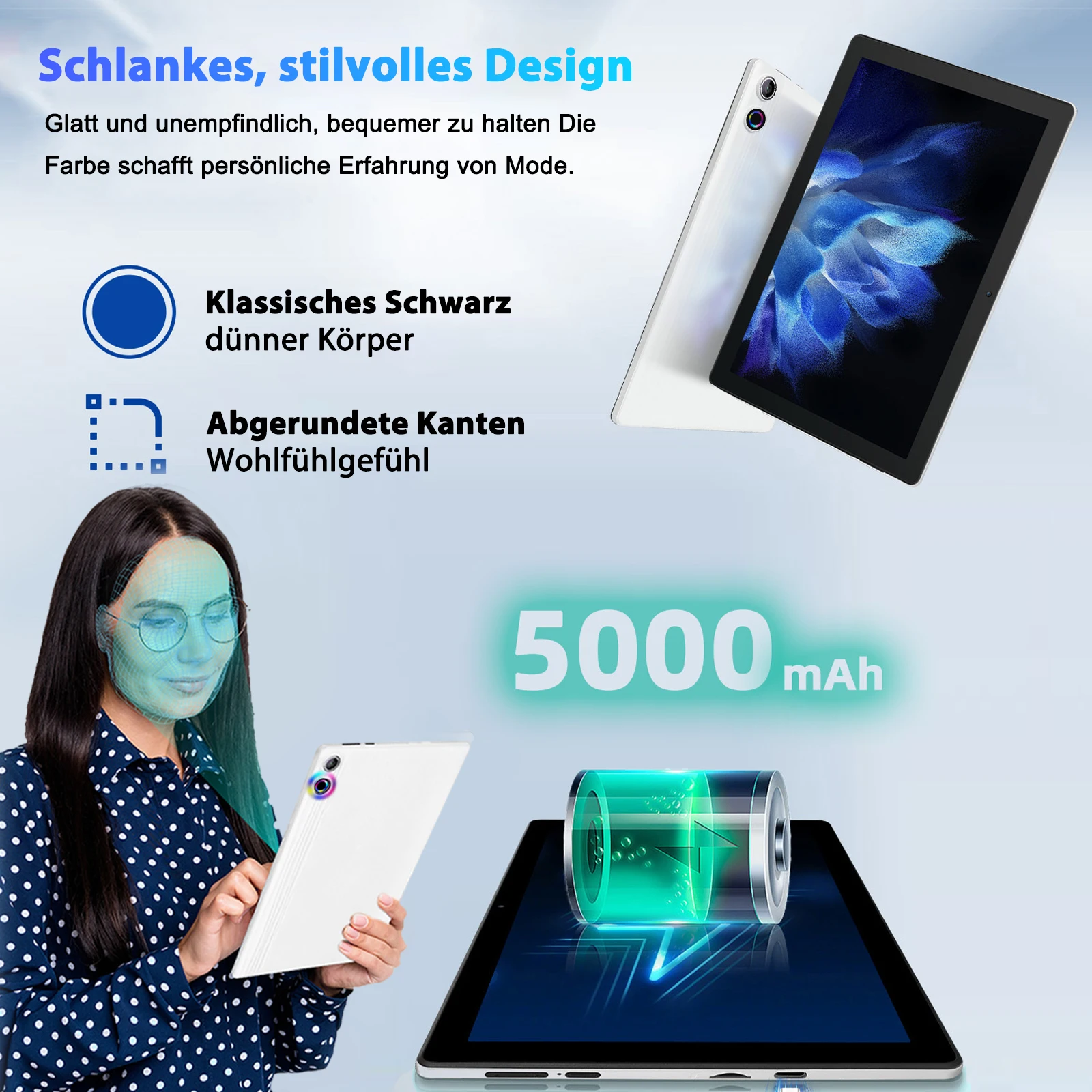 10 Inch Tablet Android 14 A523 Octa Core 12GB RAM 64GB ROM(TF 1TB) 5000mAh Face Unlocked Dual Carmera Keyboard Mouse Set PC Pad - Image 5