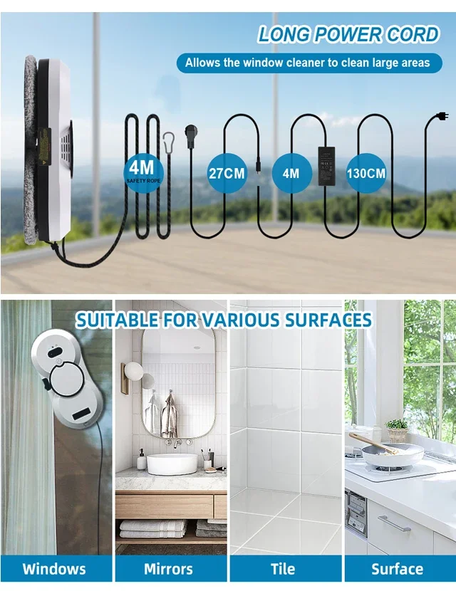 UPS System Robot Window Cleaner Vacuum Smart Home Appliance Auto Clean Glass Windows Washer Window Washing Electric Floor Mops