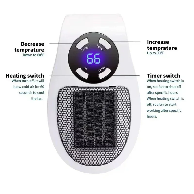 Portable Heater Electric Heater Convenient Room Heater Heating Warm Air Blower Wall Mounted Winter Warmer Machine Home Appliance - Image 3