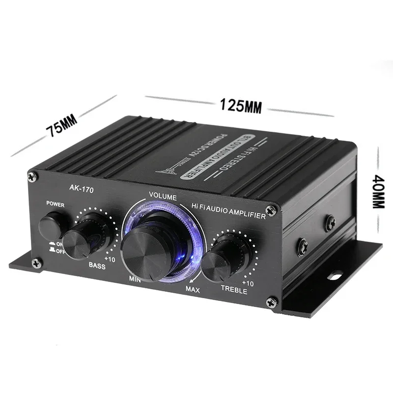 AK170 Mini Digital Power Audio Car Amplifier Blue Light Stereo Audio Amplifier for Home Theater Club Party Music 200Wx2 Power AK170 Mini Digital Power Audio Car Amplifier Blue Light Stereo Audio Amplifier for Home Theater Club Party Music 200Wx2 Power
