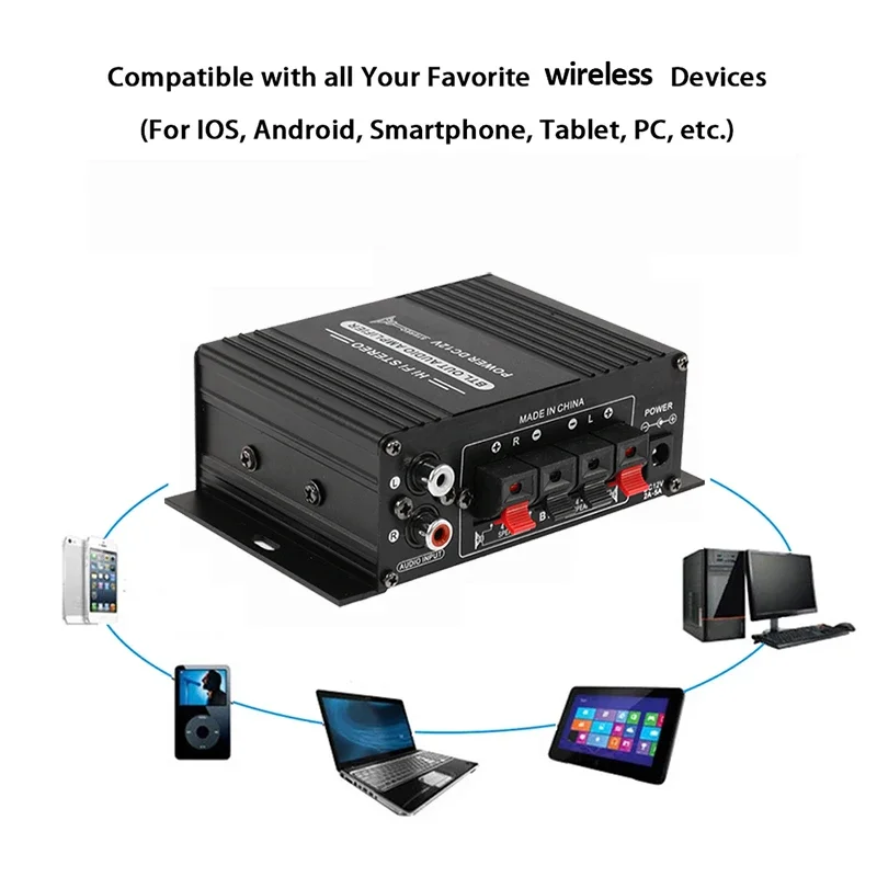 AK170 Mini Digital Power Audio Car Amplifier Blue Light Stereo Audio Amplifier for Home Theater Club Party Music 200Wx2 Power AK170 Mini Digital Power Audio Car Amplifier Blue Light Stereo Audio Amplifier for Home Theater Club Party Music 200Wx2 Power