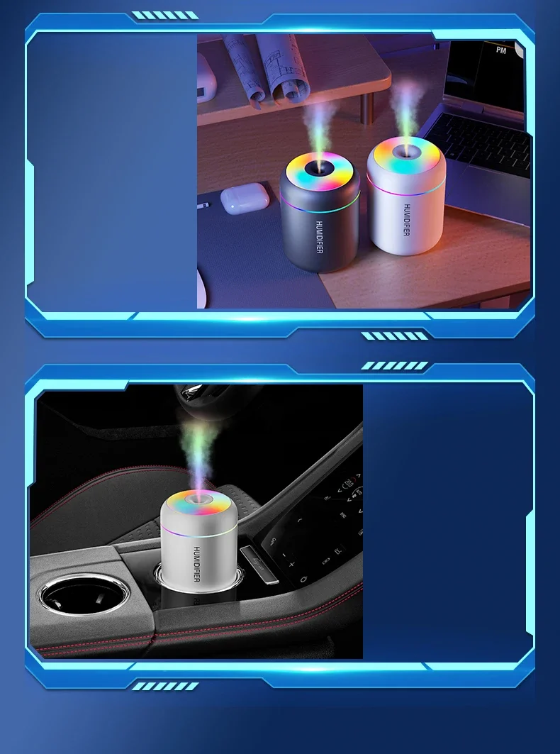 Mini Air Humidifier USB Electric 180ML Aroma Diffuser Essential Oil Purifier Aromatherapy Mist Maker Lights For Car Home Bedroom