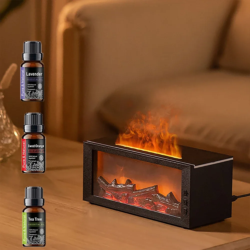 Essential Oils Humidifier with LED Light 4In1 Fireplace Air Humidifier Type C Rechargeable Aroma Diffuser for Home Creative Gift - Image 2