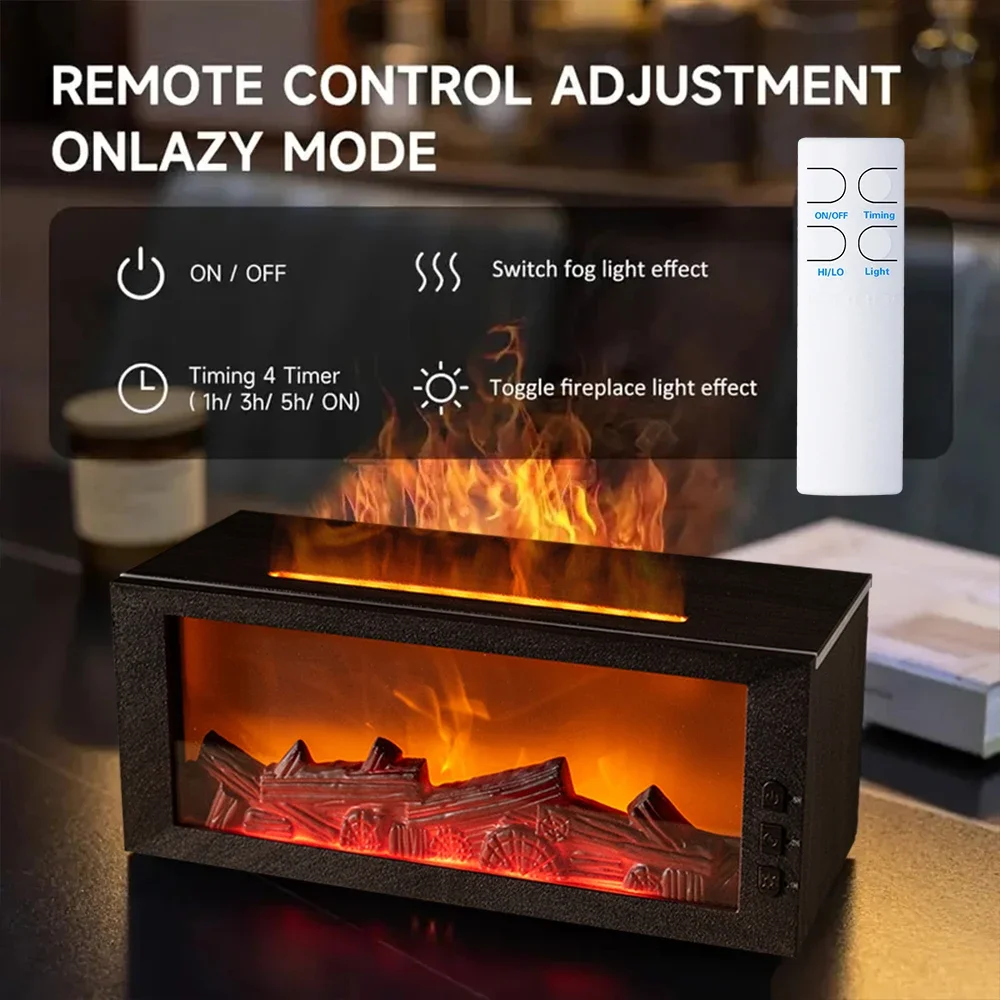 Essential Oils Humidifier with LED Light 4In1 Fireplace Air Humidifier Type C Rechargeable Aroma Diffuser for Home Creative Gift - Image 3