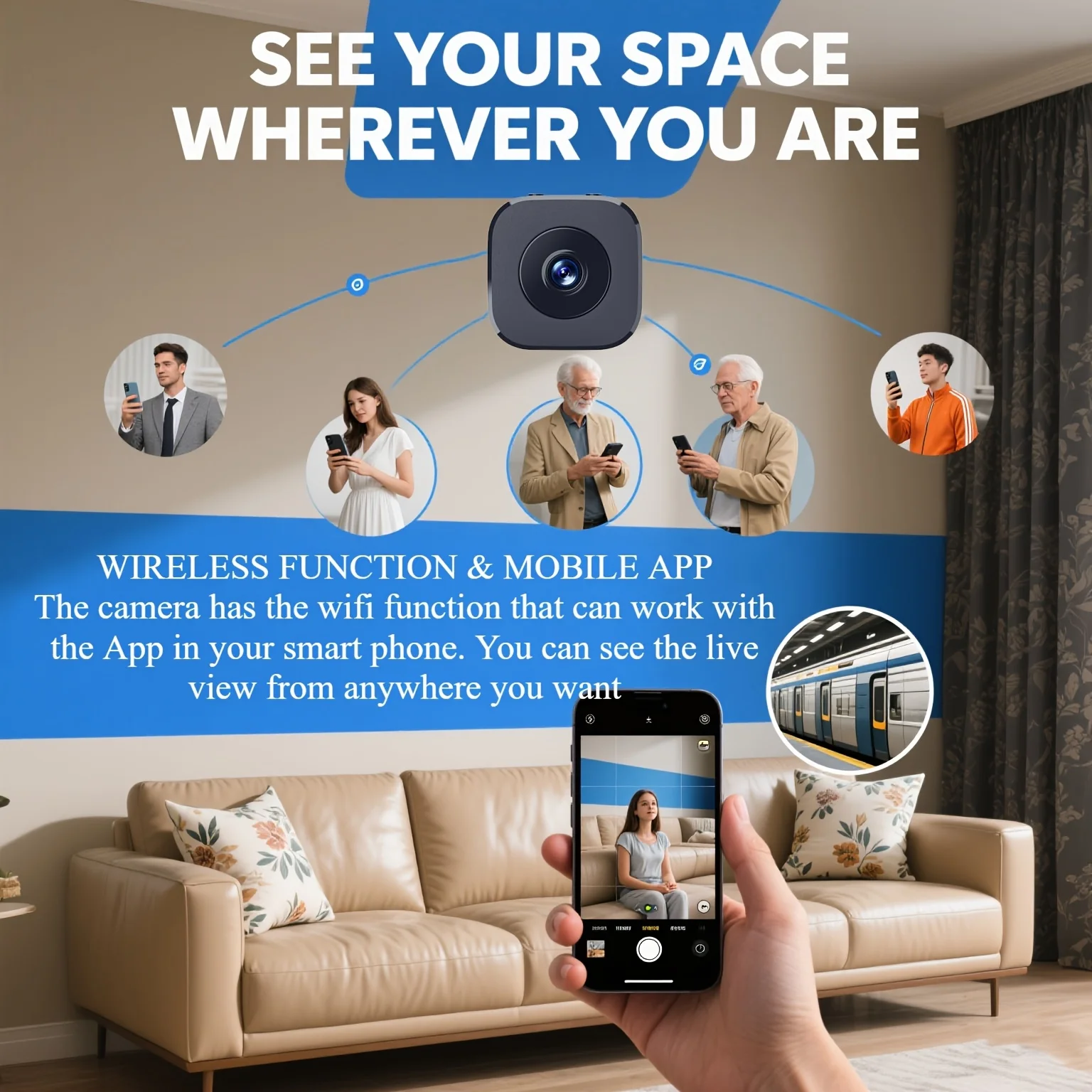 Security Camera 4K Mini Full Color Night Vision High Definition WiFi Monitor Waterproof Motion Detect Surveillance Smart Home