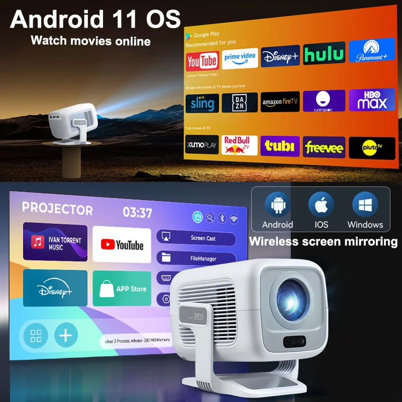 2025 HUAWEISHI x3 plus Projector Android 4K Native Portable 1080P Auto Focus Video home Cinema Outdoor hd led hy320 Projetor - Image 3