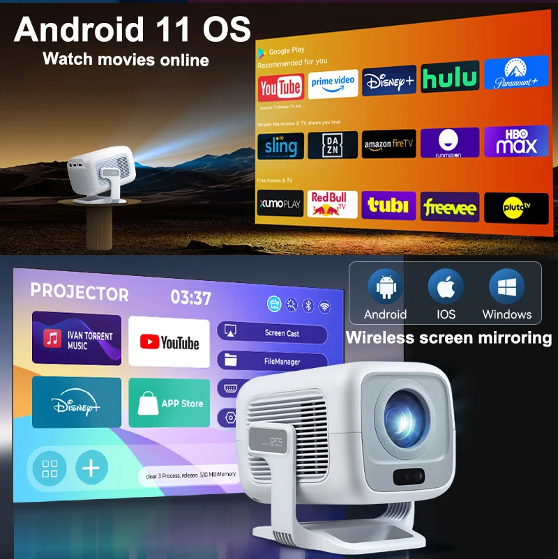 2025 HUAWEISHI x3 plus Projector Android 4K Native Portable 1080P Auto Focus Video home Cinema Outdoor hd led hy320 Projetor 2025 HUAWEISHI x3 plus Projector Android 4K Native Portable 1080P Auto Focus Video home Cinema Outdoor hd led hy320 Projetor
