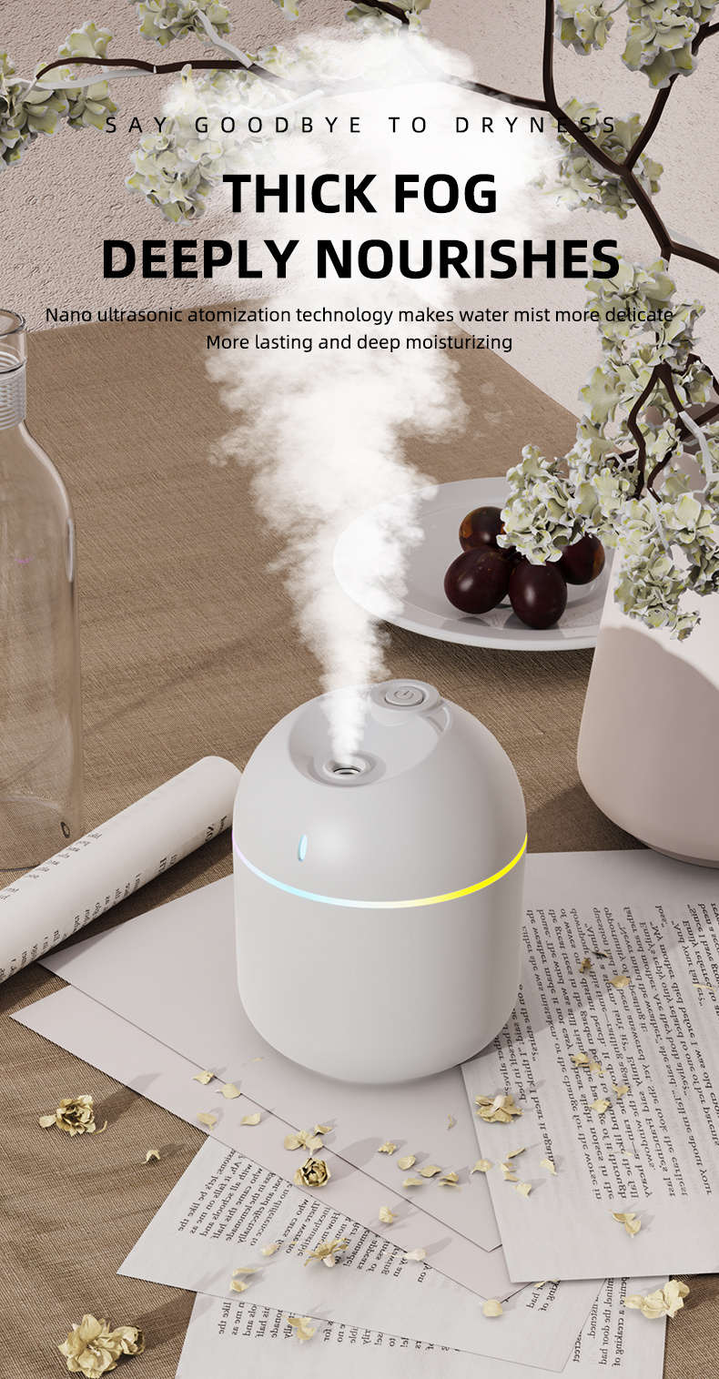 270ML Air Humidifier Cool Mist Aroma Diffuser LED Night Light  power-off protect USB Humidificador For Home Office