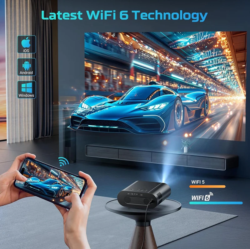 2025 Huaweishi L007  4K 1000ANSI  Native 1080P Projector Auto Focus Keystone Correction BT5.2 Android 11 WIFI6 Home Cinema