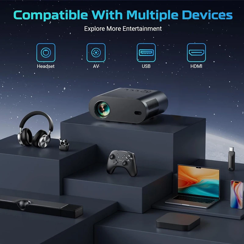 2025 Huaweishi L007  4K 1000ANSI  Native 1080P Projector Auto Focus Keystone Correction BT5.2 Android 11 WIFI6 Home Cinema