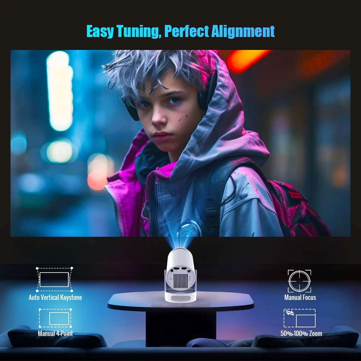 Magcubic HY300 Pro+ 4K Android 11 Portable Projector 8000 Lumens WiFi 6 BT5.4 Outdoor Theater 5W HiFi Speaker 720P HD Supported - Image 3